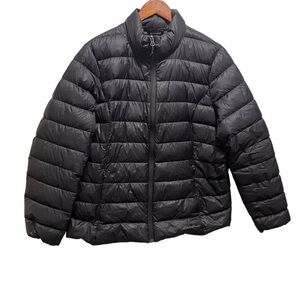 Eddie Bauer Women's Down Puffer Black Zip Up Jacket Size XL